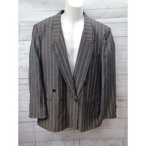 FLORENZI Blazer Mens 42 Gray Beige Suit Jacket Sport Coat Stripes